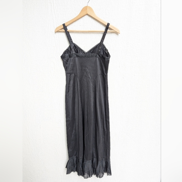 Vintage 60s Rogers Black Lace Slip Nightgown Lingerie Dress 34 Tall - Picture 7 of 9